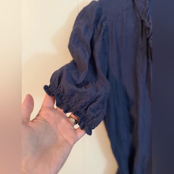 Old Navy Women’s Embroidered Floral Print Navy Blue Ruffle Hi-Low Wrap Dress XS - Picture 3 of 9